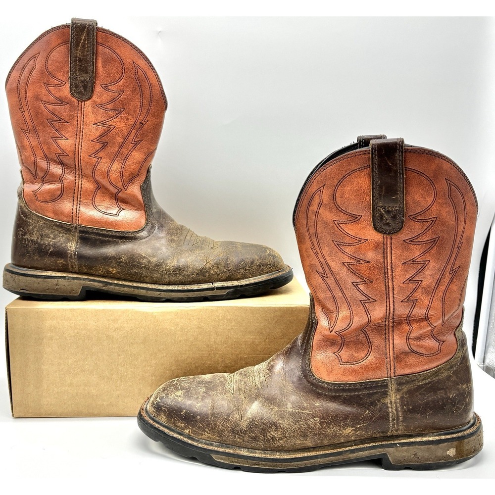 Ariat Men's Western Work Boots‎ Brown Leather Square Toe Size 12D Distressed - Picture 5 of 10